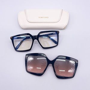 Brand New Tom Ford TF5689/B 001 Eyeglass Frame with Magnetic Sunglass